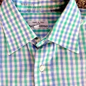 Mara Hoffman Blue and Green Gingham Button-Down Shirt